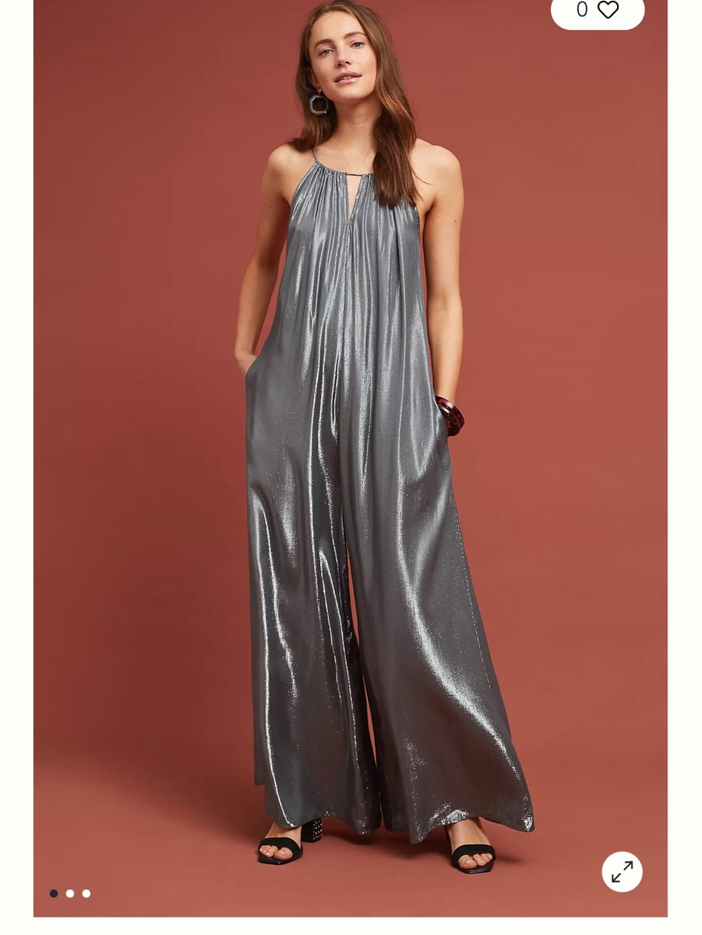 Velvet by Graham & Spencer Silver Metallic Halter Jumpsuit